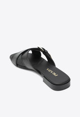 Prada Triangle Logo Leather Flat Sandals Black 1XX778010248/S_PRADA-F0002