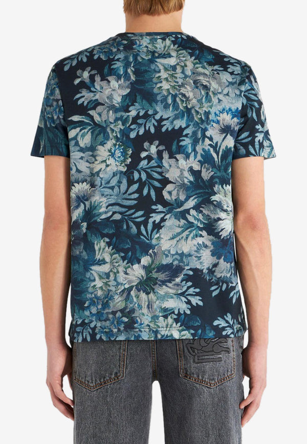 Etro Floral Print Short-Sleeved T-shirt 1Y020-9274 0200 Blue