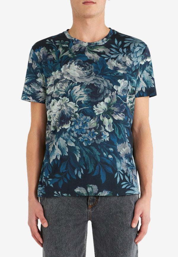 Etro Floral Print Short-Sleeved T-shirt 1Y020-9274 0200 Blue