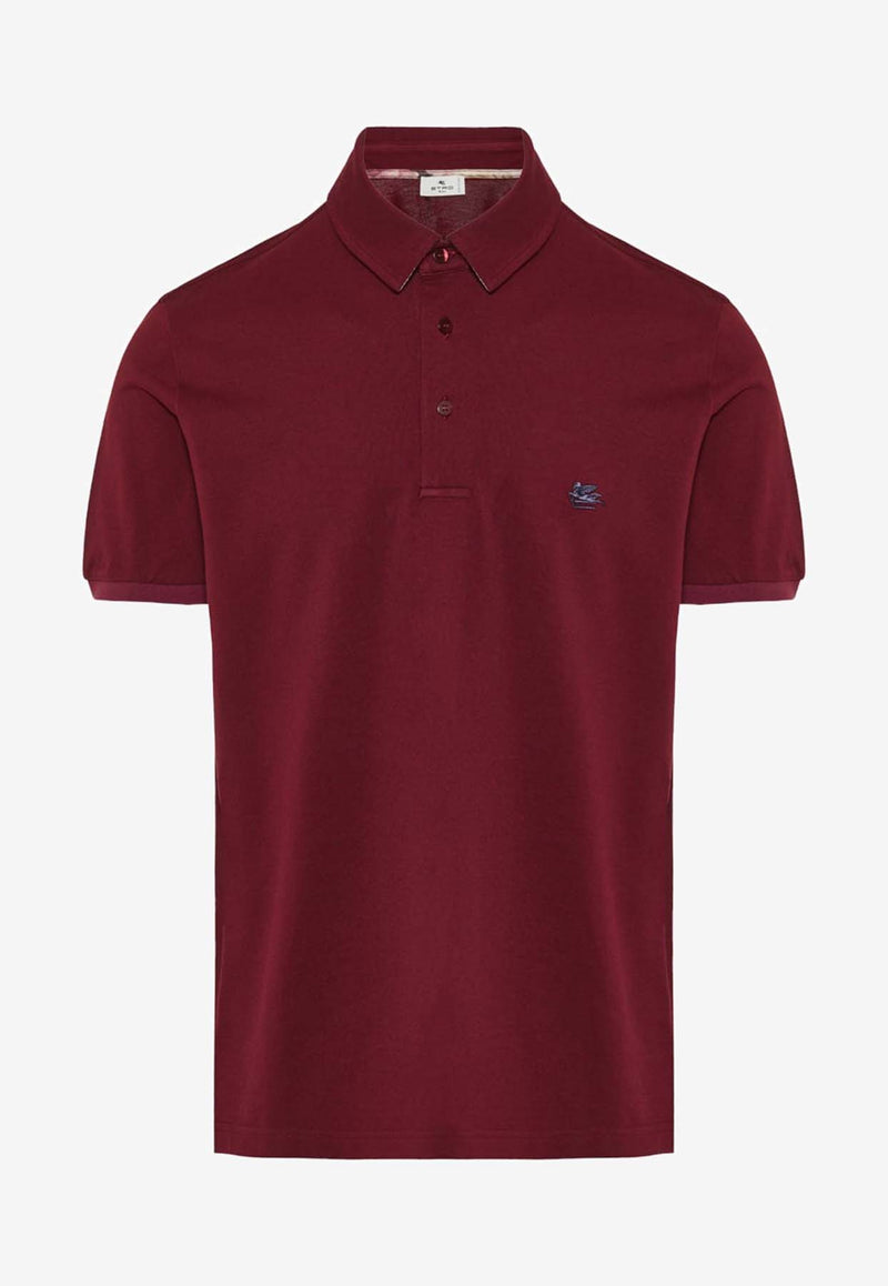 Etro Logo Embroidered Polo T-shirt Bordeaux 1Y141-9292 0300