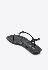 Prada Triangle Logo Patent Leather Thong Sandals Black 1Y395O005069/S_PRADA-F0002