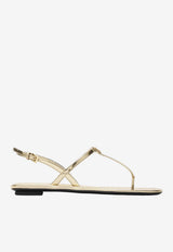 Laminated Leather Thong Sandals