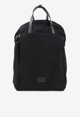 Logo Patch Leather and Mesh Backpack