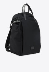 Logo Patch Leather and Mesh Backpack