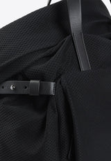 Logo Patch Leather and Mesh Backpack