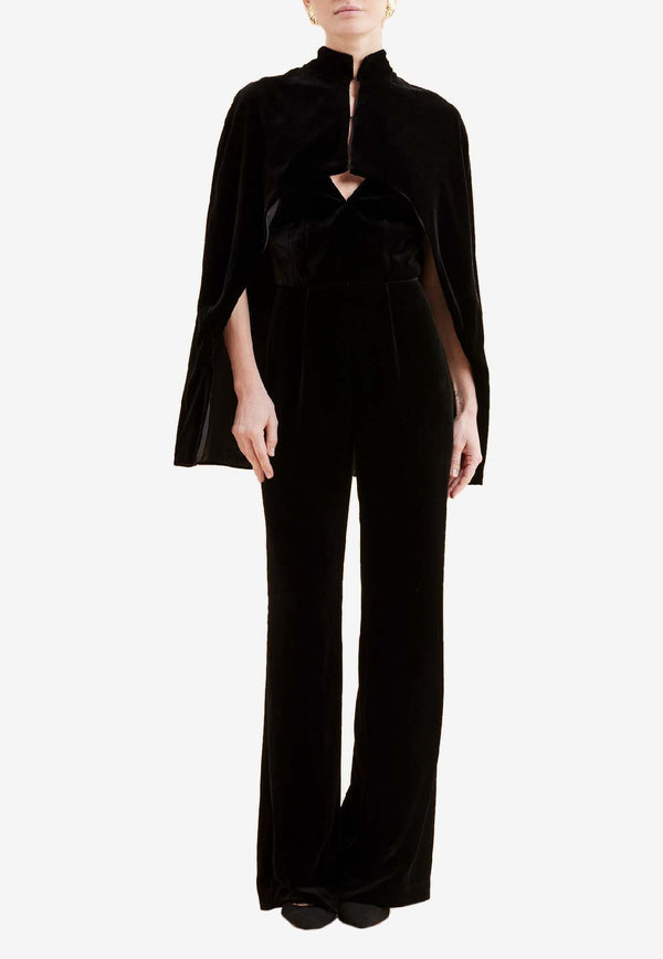 Raquel Diniz Palmas Silk-Velvet Short Cape Black 2003004 NUV0002 00000_999_BLACK