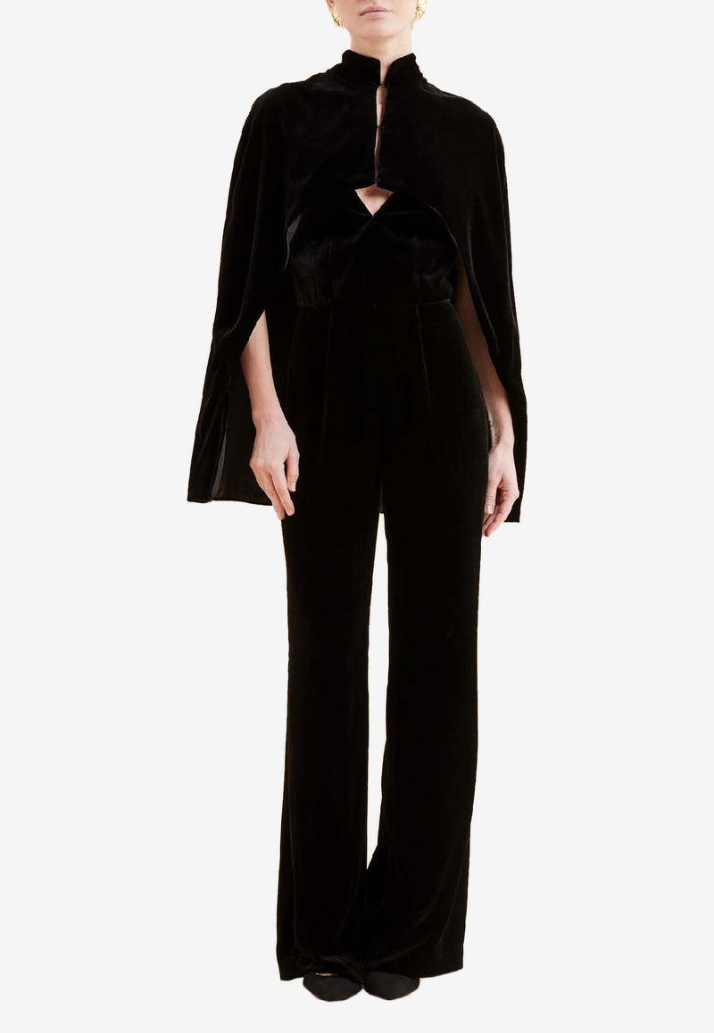 Raquel Diniz Palmas Silk-Velvet Short Cape Black 2003004 NUV0002 00000_999_BLACK