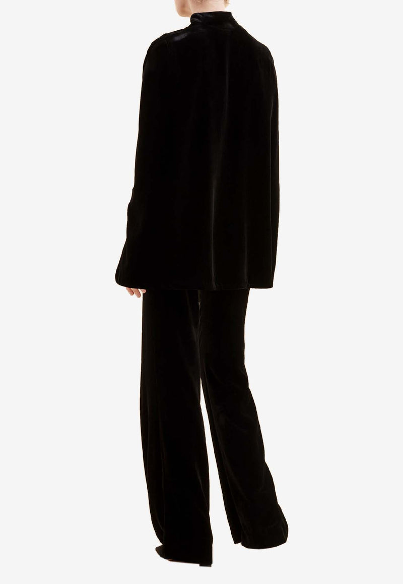 Raquel Diniz Palmas Silk-Velvet Short Cape Black 2003004 NUV0002 00000_999_BLACK