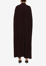 Raquel Diniz Palmas High-Neck Satin Long Cape Bordeaux 2003005 NUZ0001 00000_302_BORDEAUX