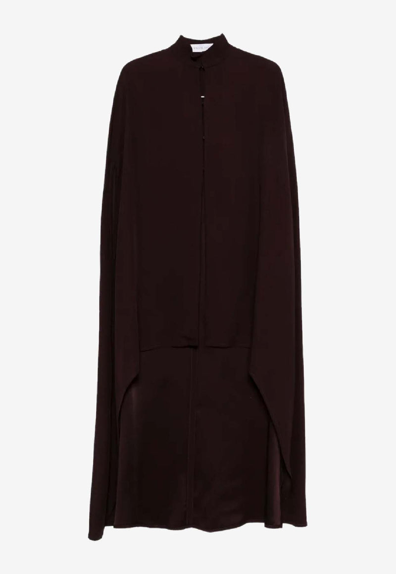 Raquel Diniz Palmas High-Neck Satin Long Cape Bordeaux 2003005 NUZ0001 00000_302_BORDEAUX