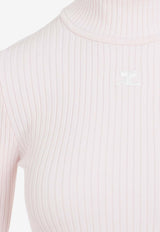 High-Neck Logo-Patch Rib-Knit Sweater