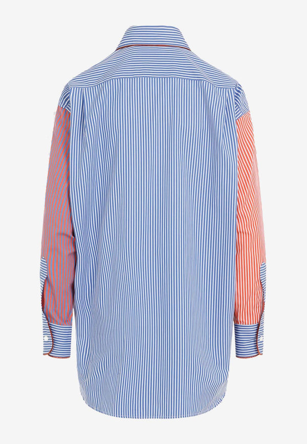 Paneled Striped Long-Sleeved T-shirt