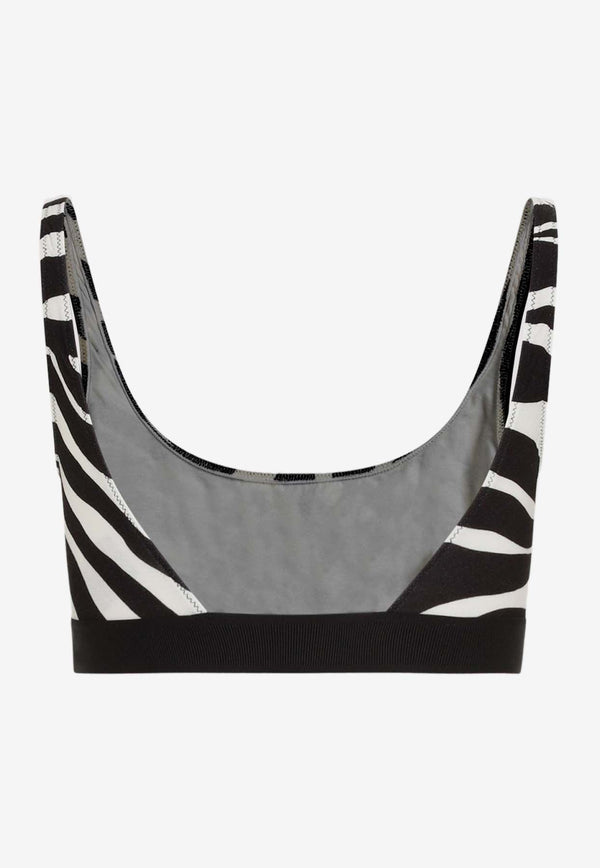Open-Back Zebra-Pattern Cropped Top