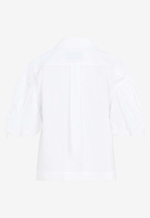 Pearl-Collar Puff-Sleeve Shirt