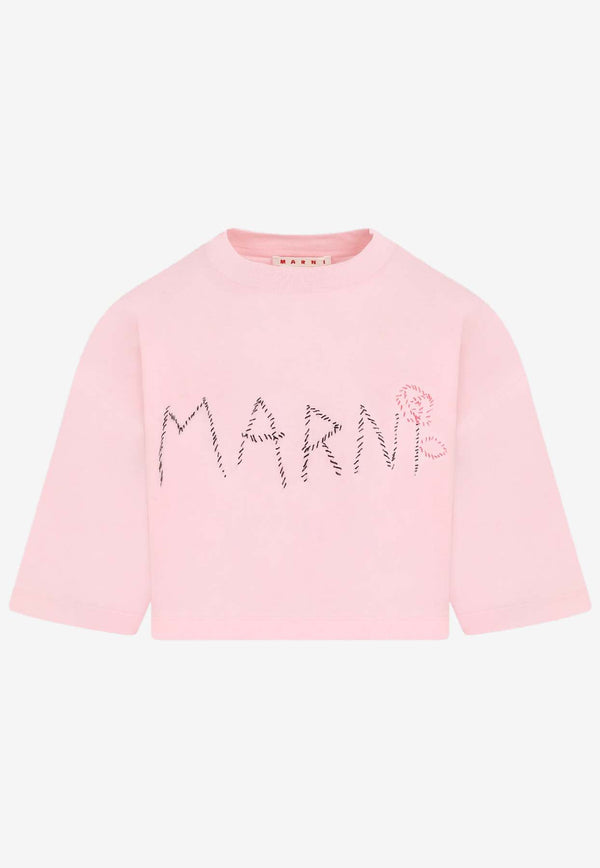 Logo-Embroidered Cropped T-shirt