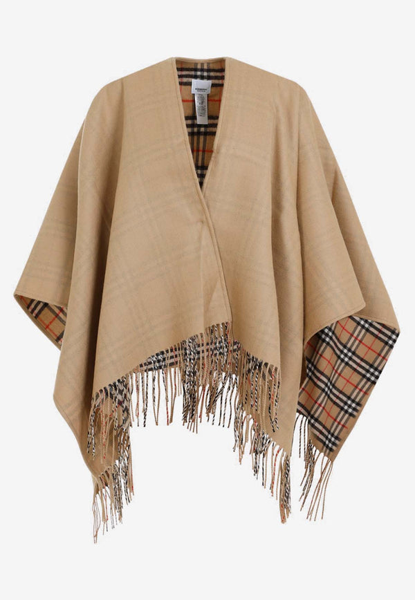 Fringed Reversible Wool Cape
