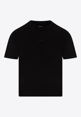 تي شيرت بشريط حرير مضلع بشعار الماركة