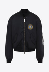 Logo-Patch Zip-Up Bomber Jacket