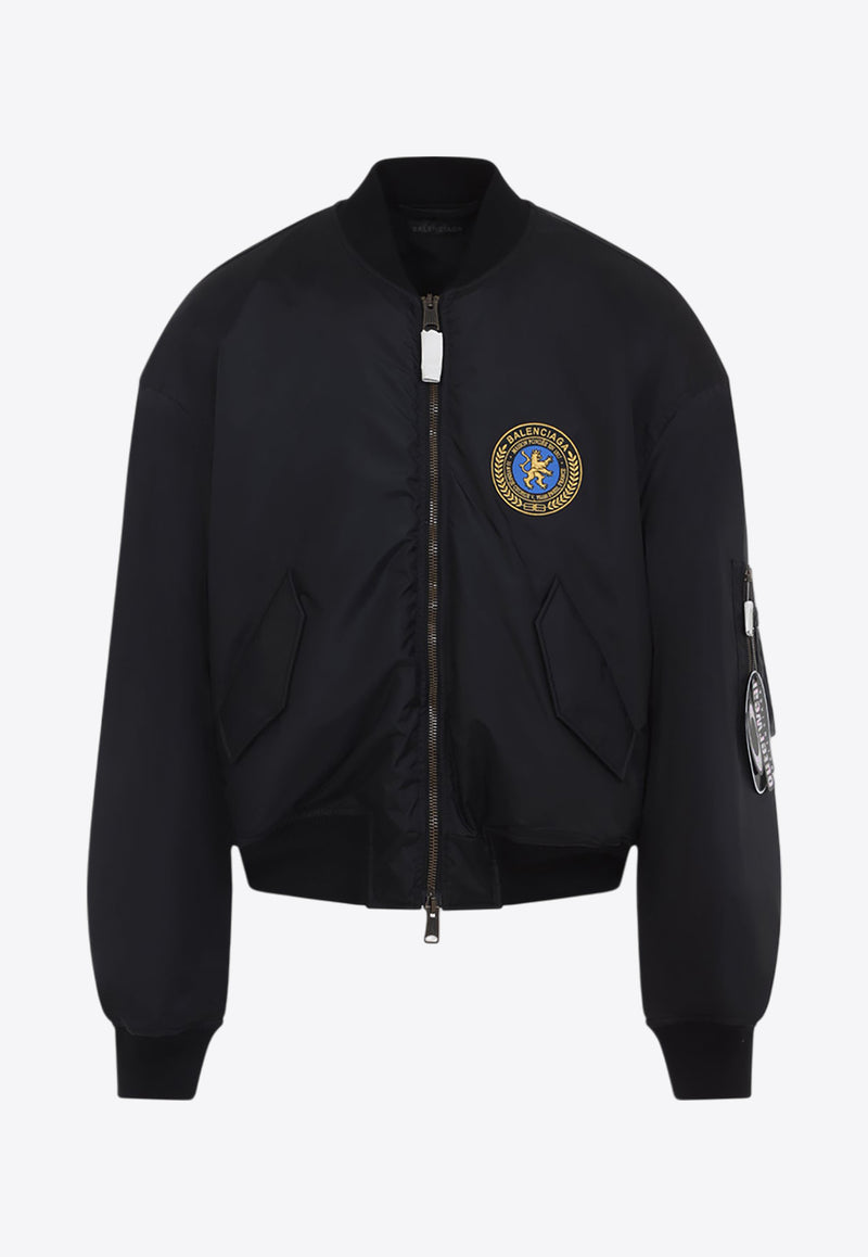 Logo-Patch Zip-Up Bomber Jacket