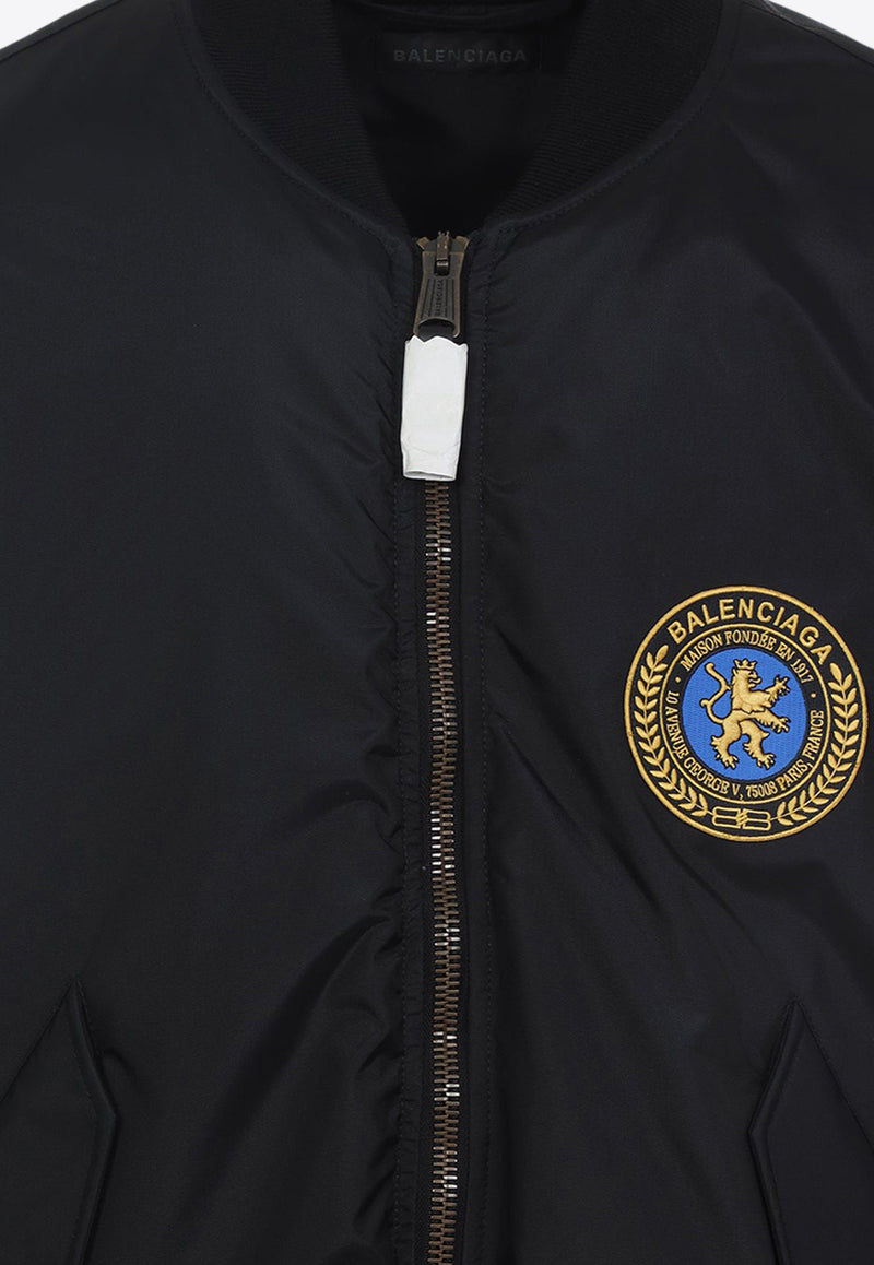 Logo-Patch Zip-Up Bomber Jacket