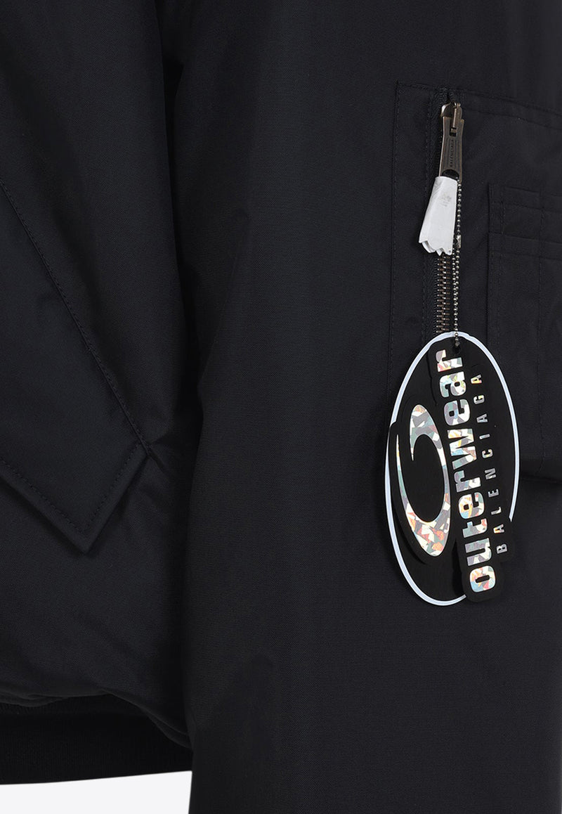 Logo-Patch Zip-Up Bomber Jacket