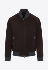 Suede Zip-Up Bomber Jacket