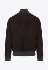 Suede Zip-Up Bomber Jacket