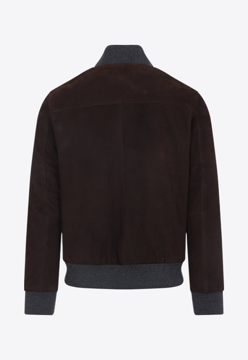 Suede Zip-Up Bomber Jacket