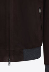 Suede Zip-Up Bomber Jacket