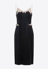 Lace-Insert Silk Dress