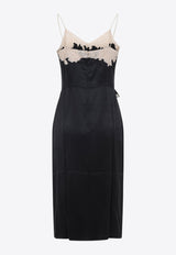 Lace-Insert Silk Dress