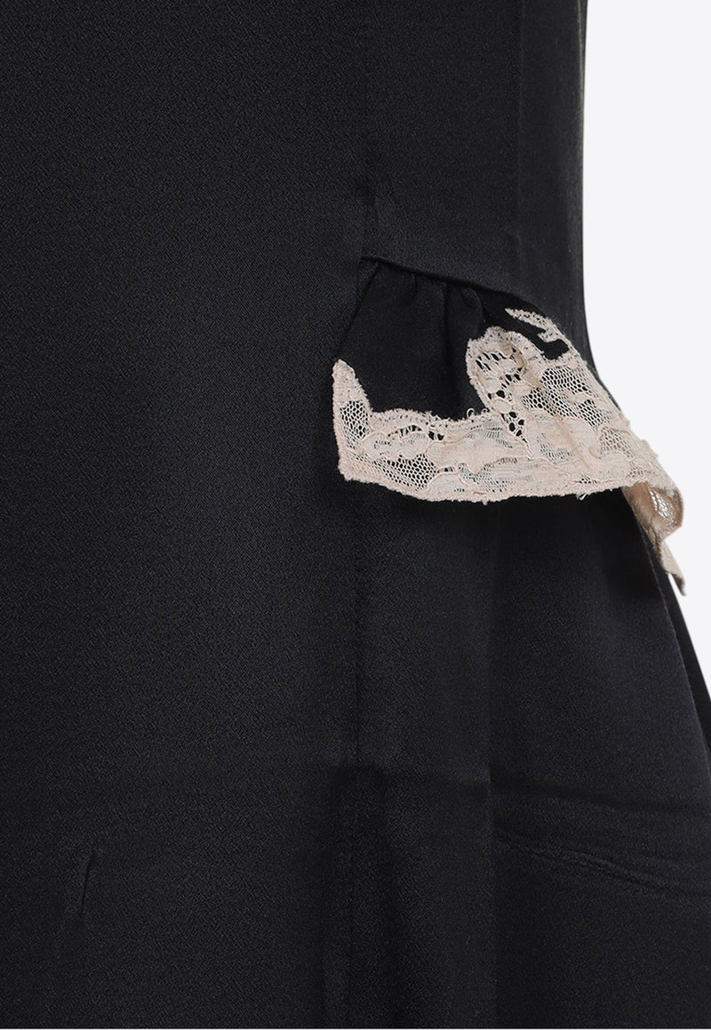 Lace-Insert Silk Dress