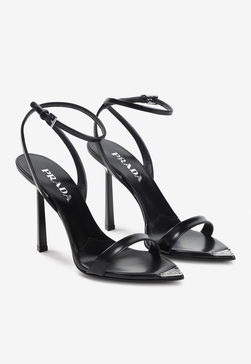 100 Triagnle-Logo Leather Sandals
