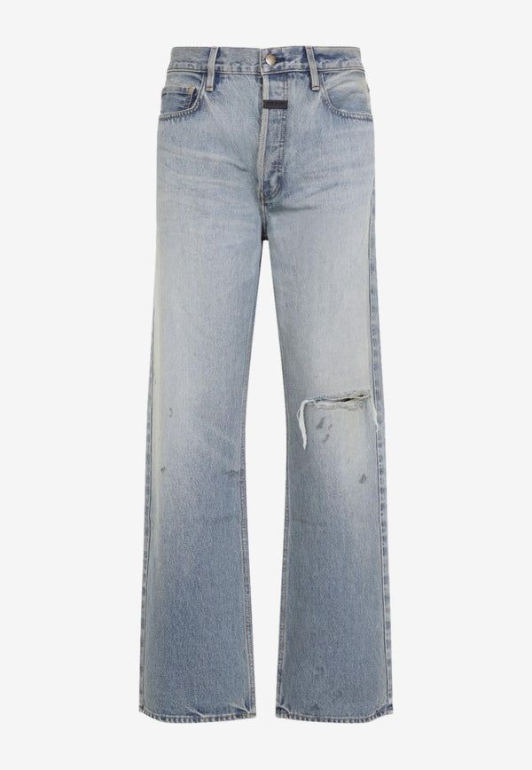 Straight-Leg Ripped Jeans