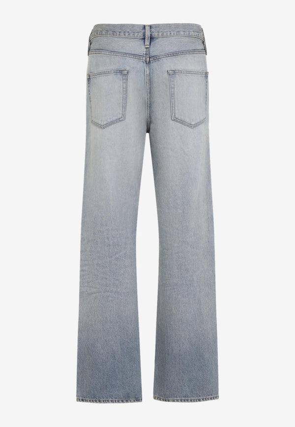 Straight-Leg Ripped Jeans