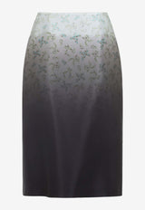 Gradient-Effect Silk Midi Skirt