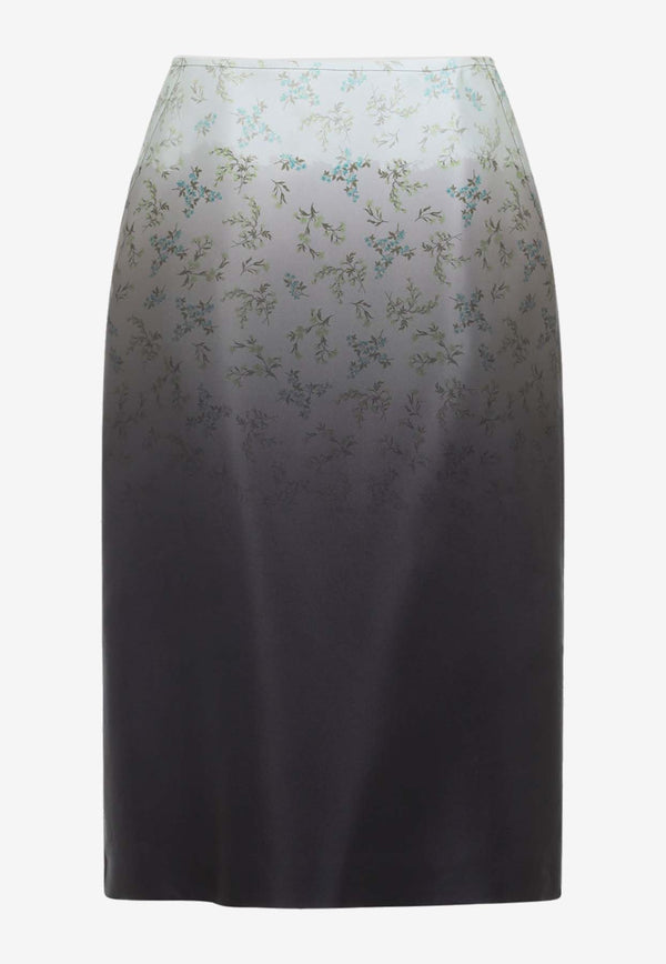 Gradient-Effect Silk Midi Skirt