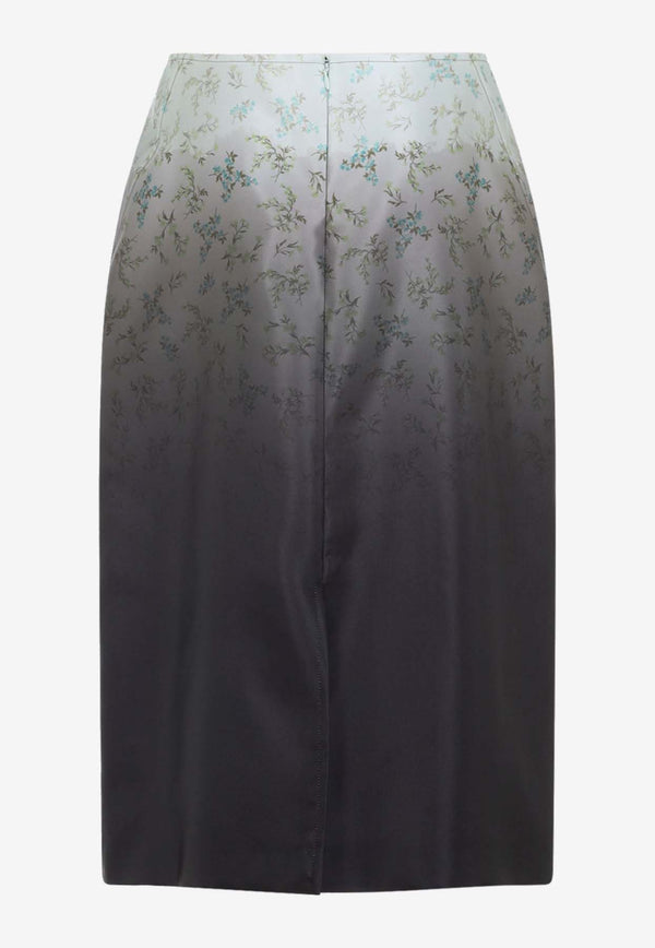 Gradient-Effect Silk Midi Skirt