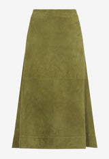 A-line Suede Midi Skirt