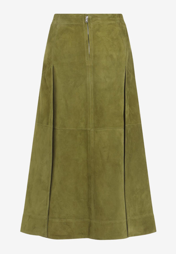 A-line Suede Midi Skirt