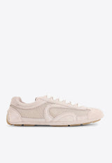 Openwork Suede and Leather Sneakers