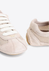 Openwork Suede and Leather Sneakers