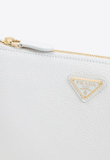 Triangle Logo Leather Pouch Bag