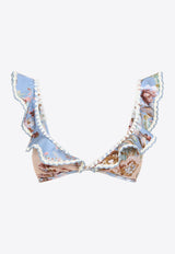 Awaken Crochet-Trimmed Floral Bikini Top