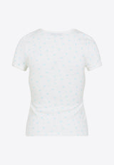 Crewneck T-shirt with Floral-Print
