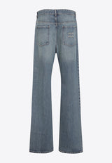 Wide-Leg Overwashed-Effect Jeans