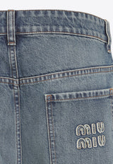 Wide-Leg Overwashed-Effect Jeans