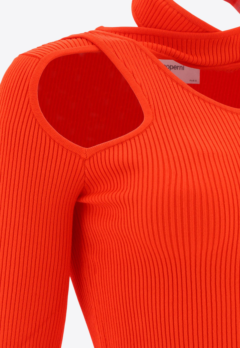 Coperni Ribbed Knit Cut-Out Sleeved Top Red COPML02BIS600CRED_58685