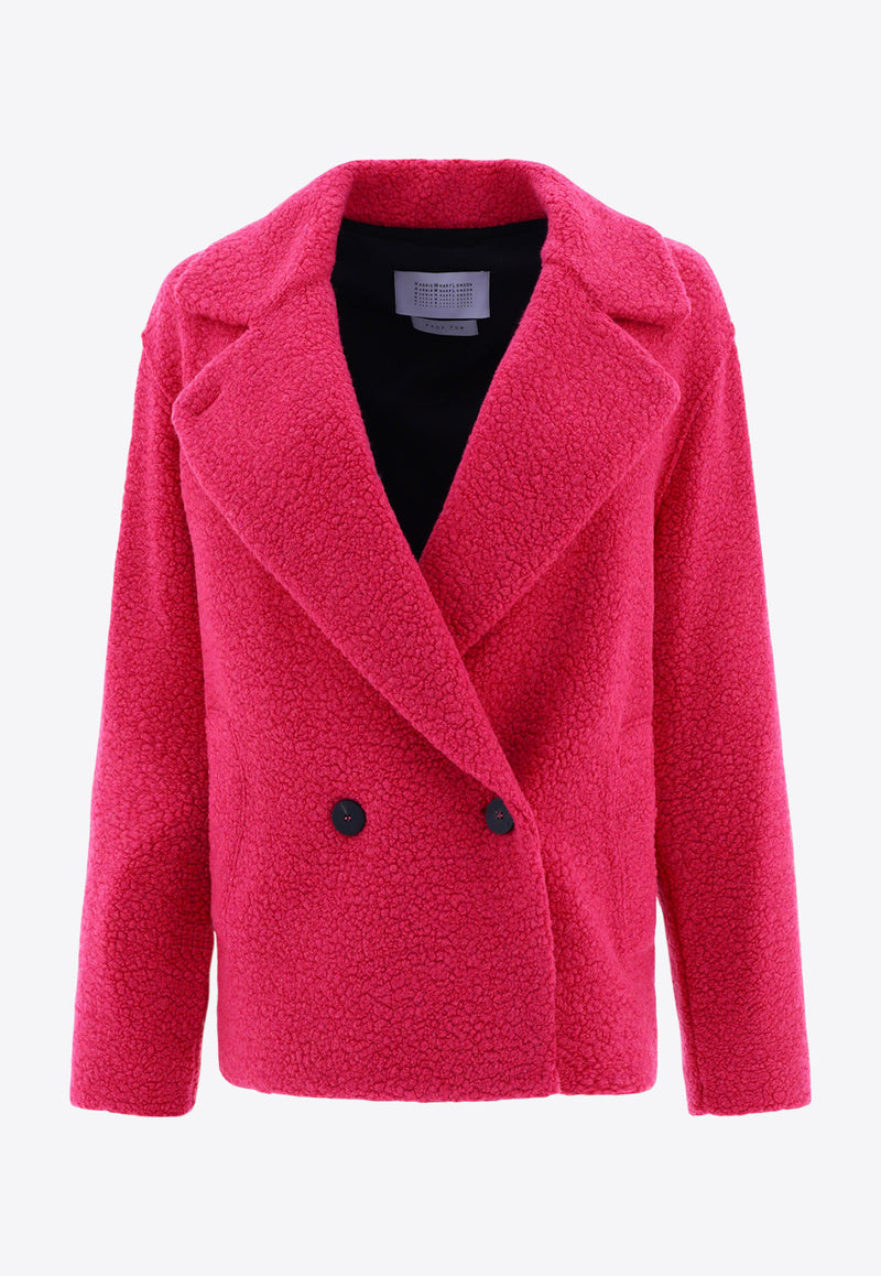 Harris Wharf London Double-Breasted Boucle Wool Coat Pink A2470MWE562_59016