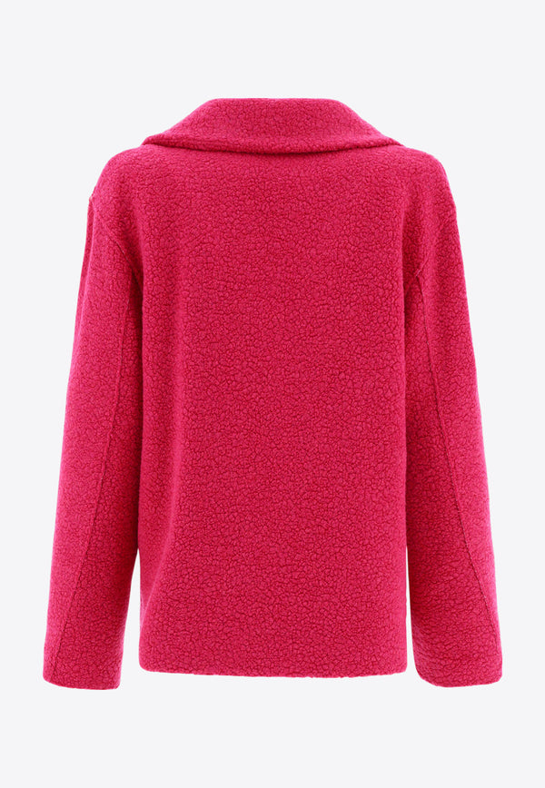 Harris Wharf London Double-Breasted Boucle Wool Coat Pink A2470MWE562_59016